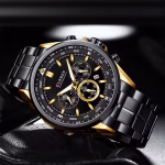Luxury Wrist Watch for Men with Chronograph Casual Luminous - CURREN 8399 Black - Image 3